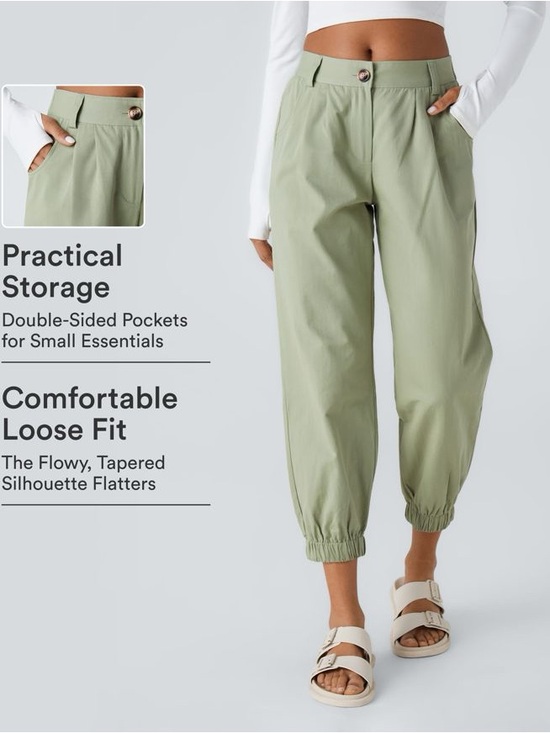 HALARA Pants - HALARA Relaxed High-Waist Joggers in Sage Green